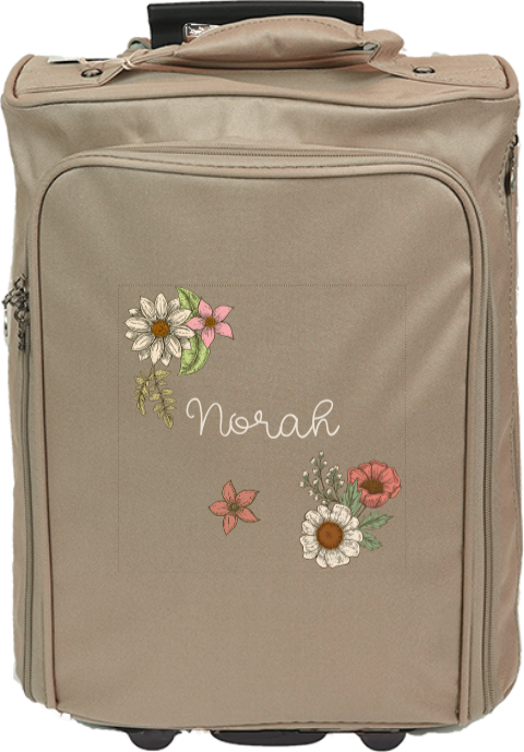 Kindertrolley met naam en vintage bloemen