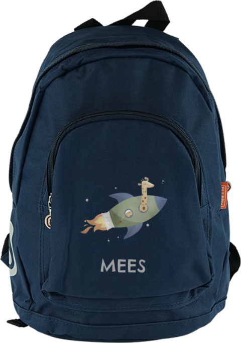 Junior rugzak met giraf, raket en naam