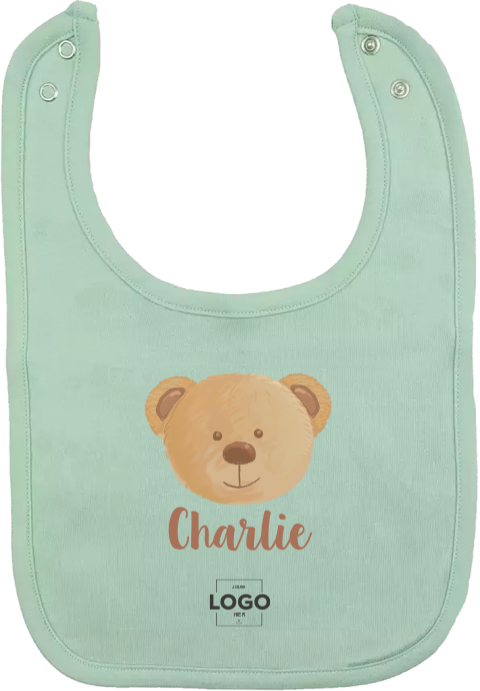 Slabbetje met naam, baby beer en logo