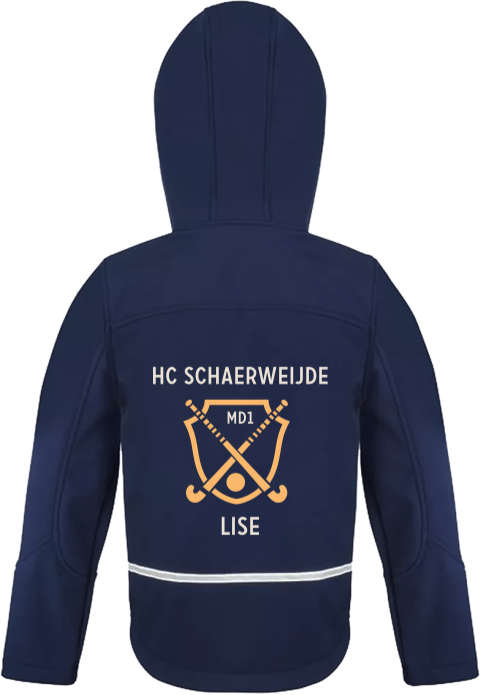Softshell jack met naam, hockey embleem en clubnaam