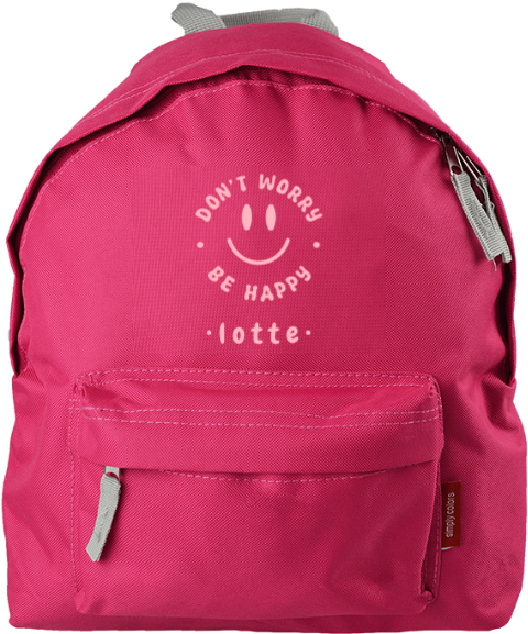 Rugzak met naam, smiley en tekst