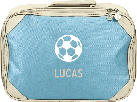 Koffertje met naam en illustratie voetbal