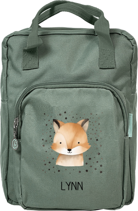 Rugtas classic met naam en vosje