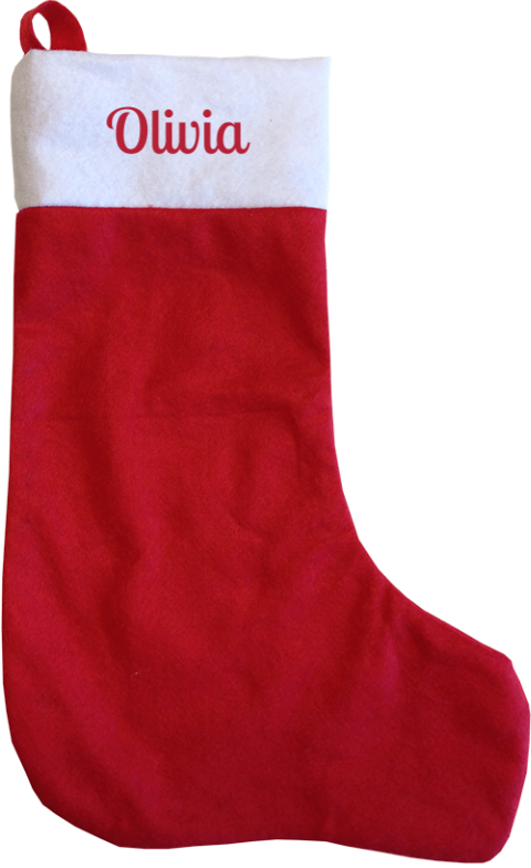 Kerstsok rood met naam