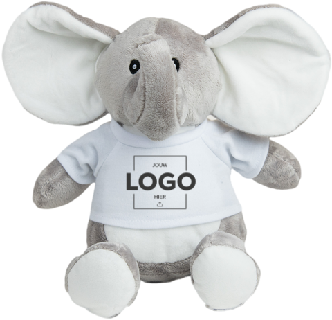 Olifant knuffel met shirt en logo