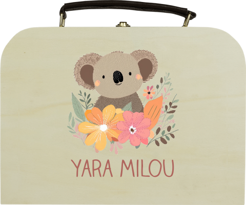 Houten koffertje met naam en koala