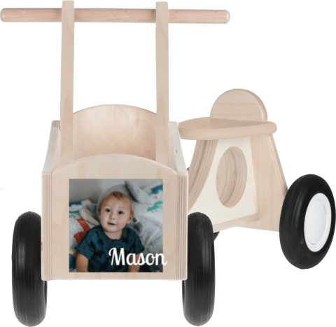 Houten bakfietsje met foto
