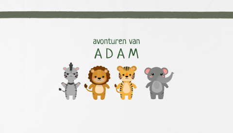 Lakentje voor wieg of ledikant met naam en safaridieren