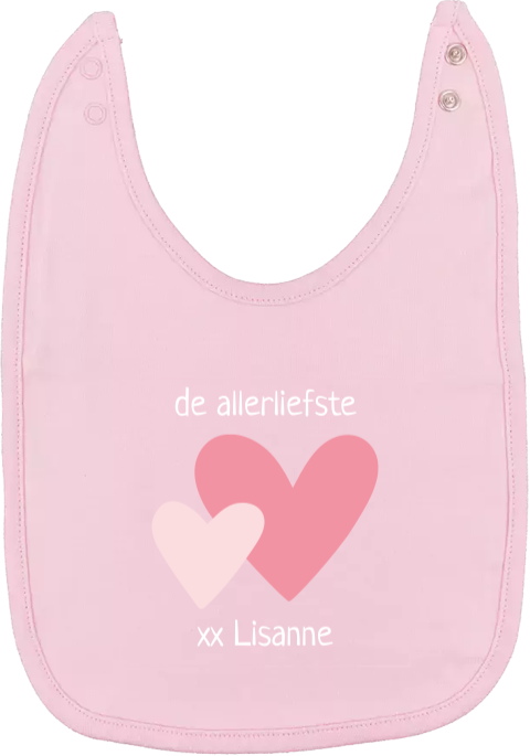 Slabbetje met naam en hartjes