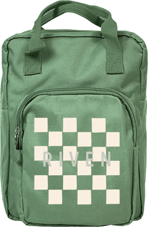 Rugzak classic met naam en ruitjespatroon