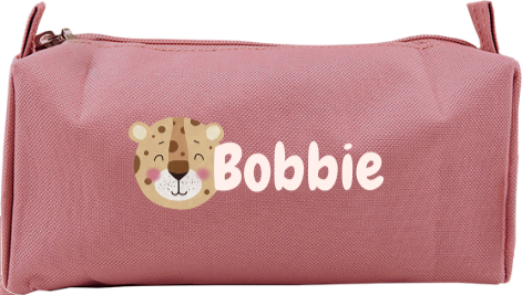 Etui met naam en luipaard