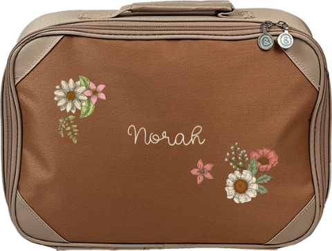Koffertje met naam en vintage bloemen
