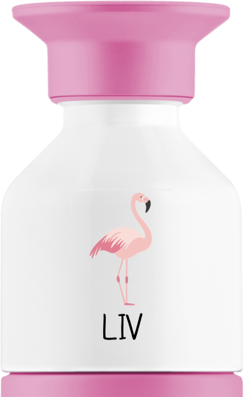 Dopper thermosfles met naam en flamingo