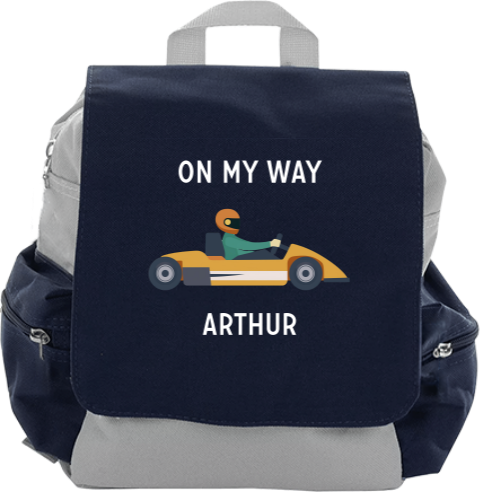 Rugzakje met naam en raceauto