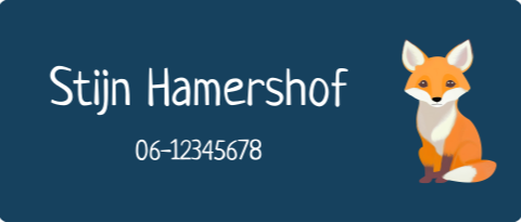 Naamsticker groot met vos