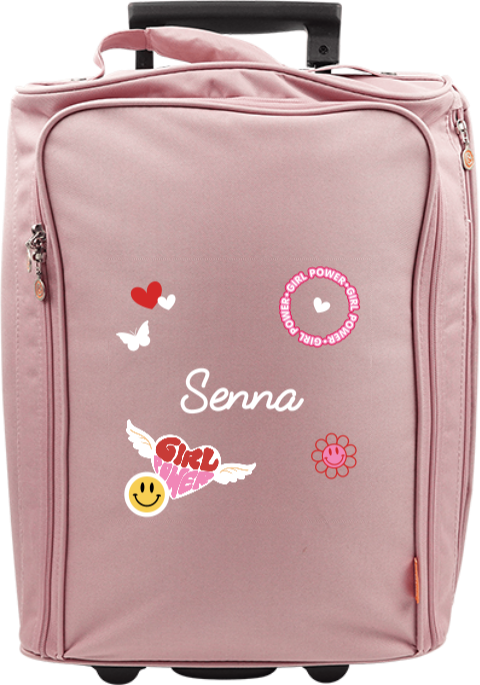 Kindertrolley met naam en hip sticker-design