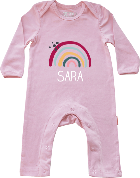 Boxpakje met naam en regenboog met stippen