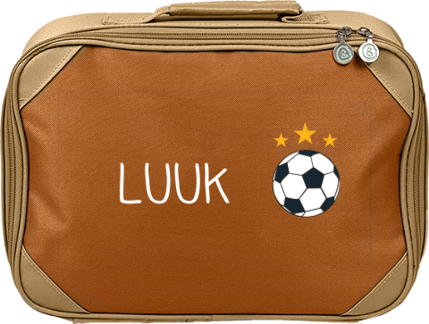 Koffertje met naam, voetbal en sterren