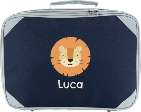 Koffertje met naam en leeuw