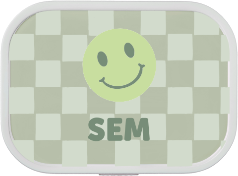 Mepal broodtrommel Campus geblokt met smiley en naam