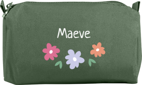 Etui met naam en drie bloemen