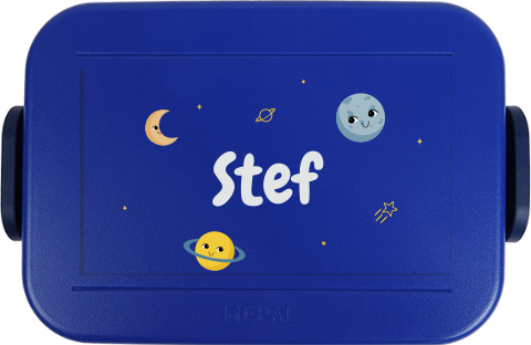 Mepal broodtrommel To Go in ruimte thema met manen en planeet