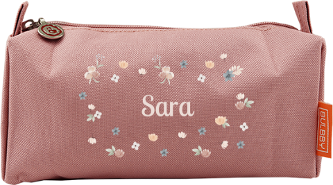 Etui met naam en lentebloemen