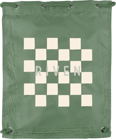 Gymtasje met naam en ruitjespatroon