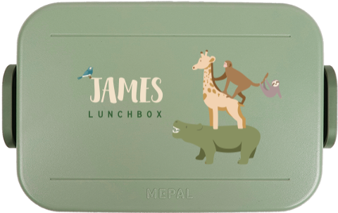 Mepal broodtrommel To Go met naam en jungledieren