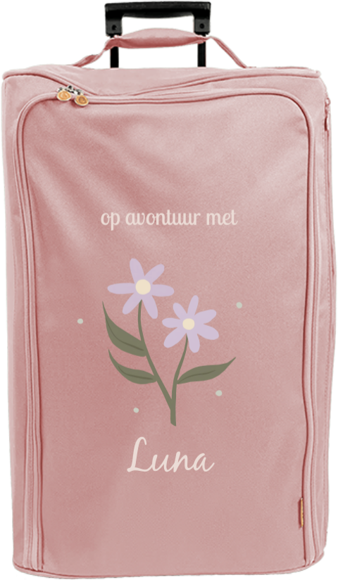 Reistrolley XL met naam en bloemetjes