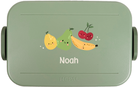 Mepal broodtrommel To Go met naam en illustraties fruit