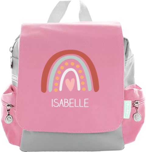 Rugzakje met naam en regenboog