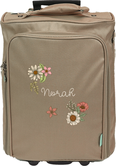 Kindertrolley met naam en vintage bloemen
