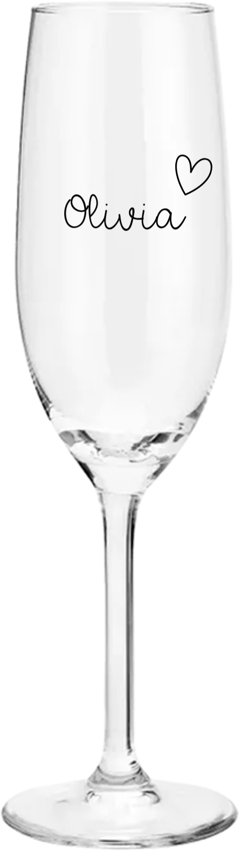 Champagneglas met naam en klein hartje