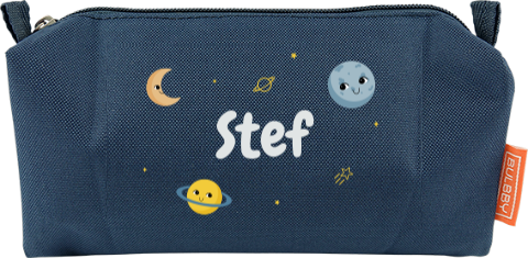 Etui in ruimtethema met naam, manen en planeet