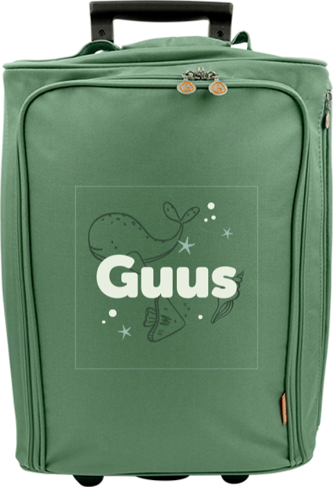 Reistrolley met naam en zeedieren