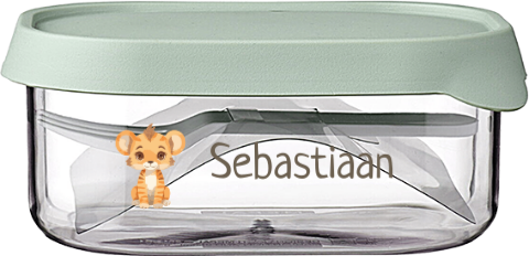 Mepal fruitbox met naam en baby leeuwtje