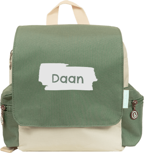Rugzakje met naam en streep verf