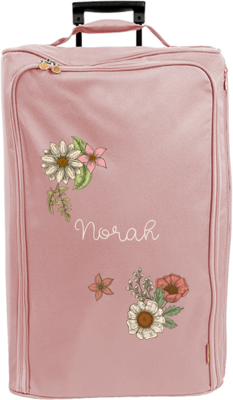 Reistrolley XL met naam en vintage bloemen