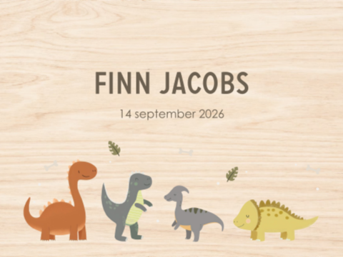 Herinneringskist met naam en dinosaurussen