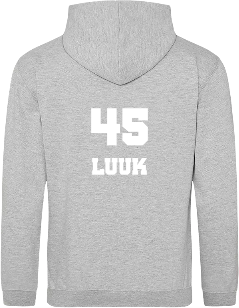 Hoodie volwassenen met naam en cijfer