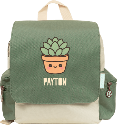 Rugzakje kawaii met naam en plantje in pot