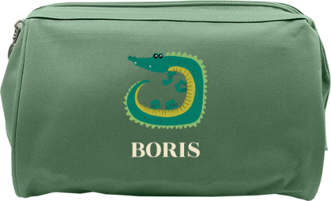 Stoere toilettas met naam en krokodil