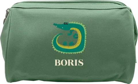 Stoere toilettas met naam en krokodil