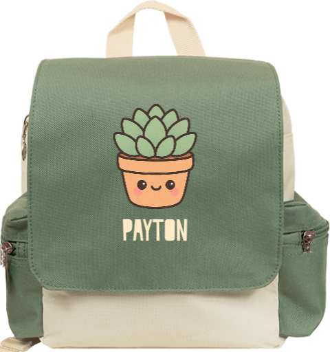 Rugzakje kawaii met naam en plantje in pot
