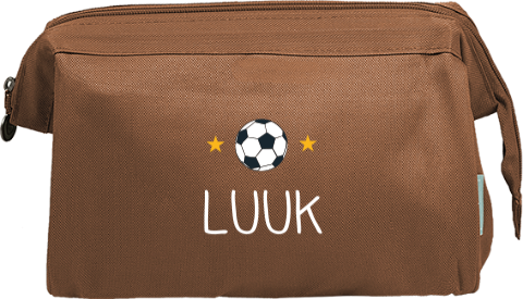 Toilettas met voetbal, sterren en naam