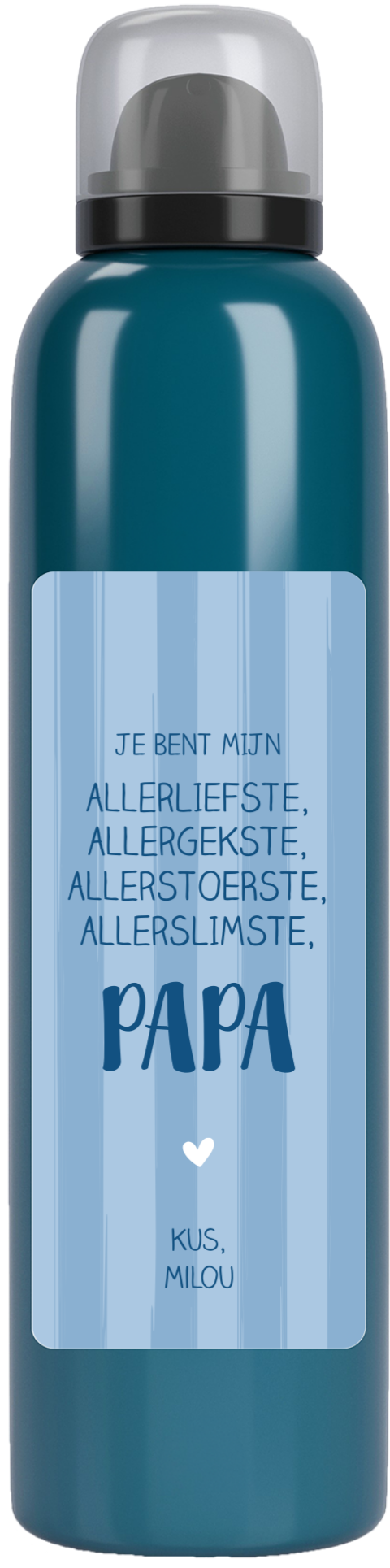 Douchefoam vaderdag met blauwe strepen en tekst