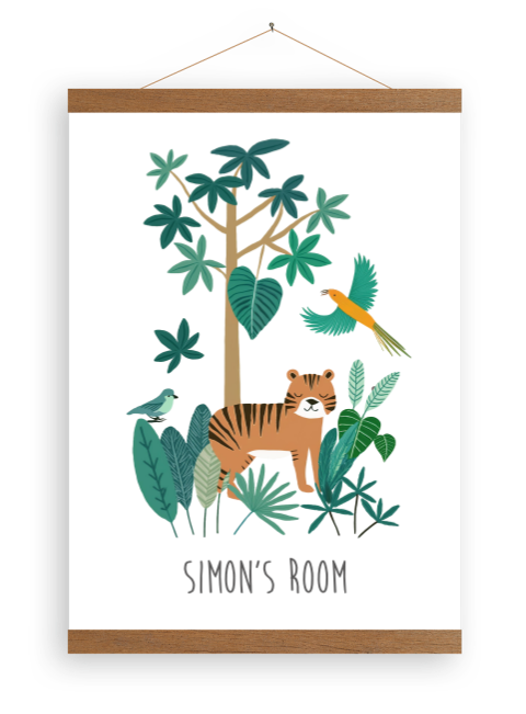Canvas poster met naam en jungle-thema