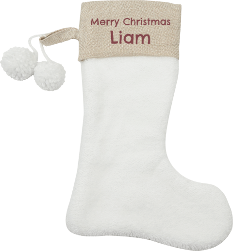 Kerstsok wit met naam