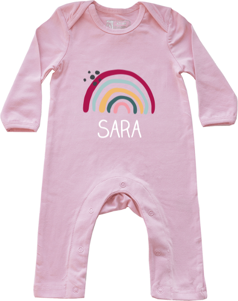 Boxpakje met naam en regenboog met stippen